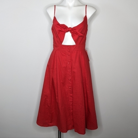 NWT L'Atiste red button up tie dress L - Picture 1 of 9